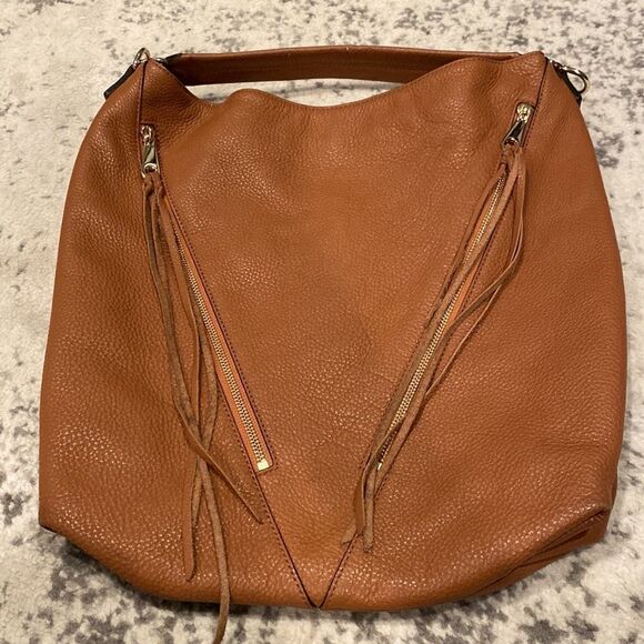 Rebecca Minkoff Moto Hobo in Almond Pebbled Leather. GUC - Picture 5 of 12